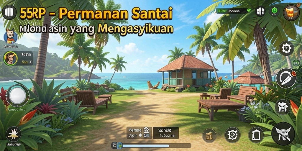 Tampilan gameplay 55RP dengan grafis cerah dan gameplay yang menyenangkan.