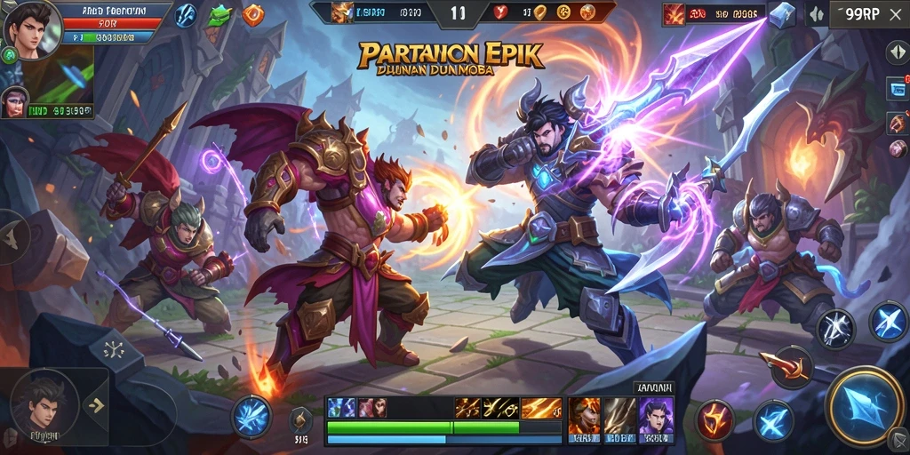 Tampilan menarik dari gameplay MOBA 99RP yang penuh aksi.
