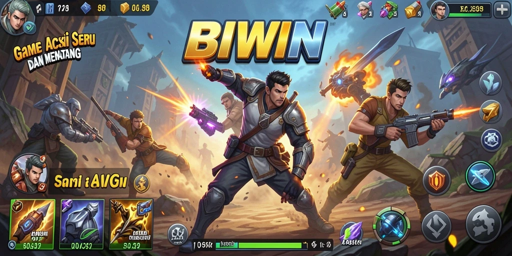 Tangkapan layar gameplay BIWIN yang menunjukkan pertempuran aksi yang mendebarkan.