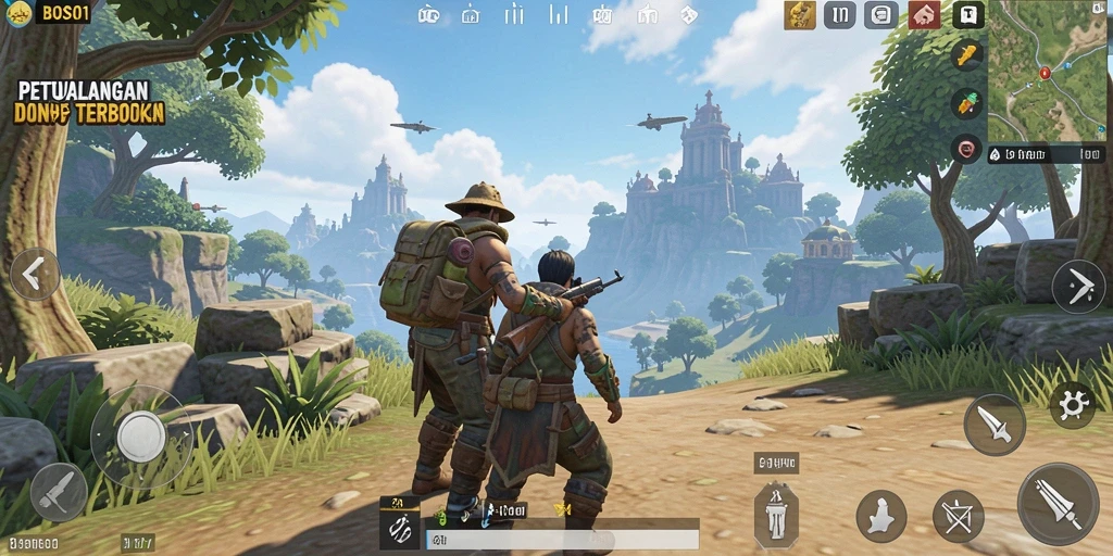 Tampilan gameplay BOS01 yang menakjubkan di dunia terbuka.