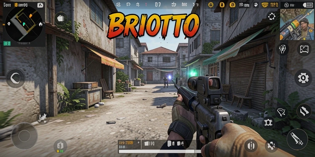 Tampilan gameplay BRIOTOTO yang mendebarkan di medan pertempuran.
