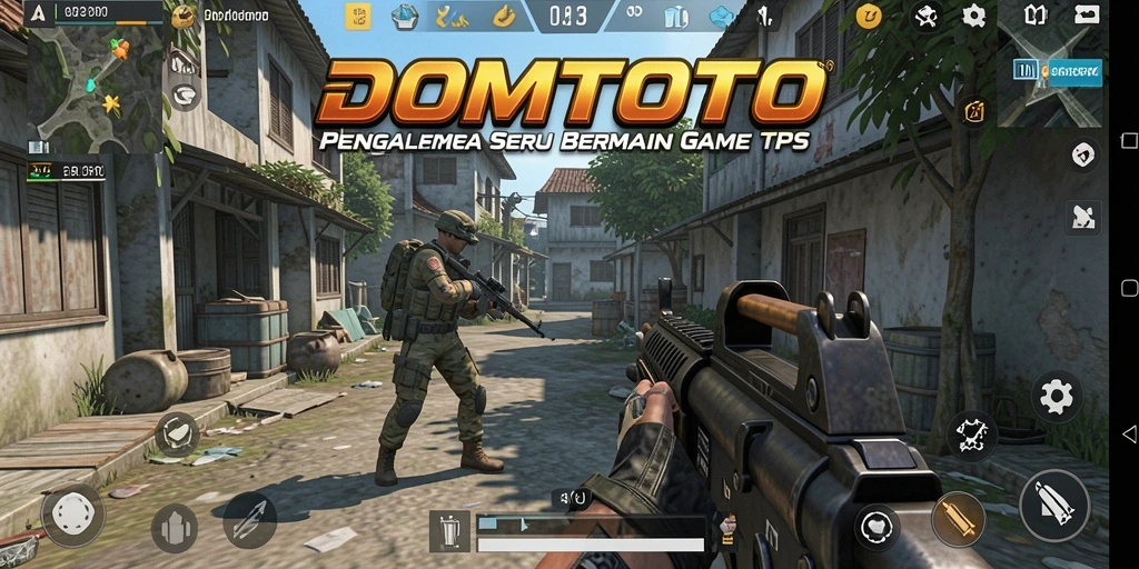 Tampilan gameplay menarik dari DOMTOTO dengan aksi tembak-menembak yang seru.