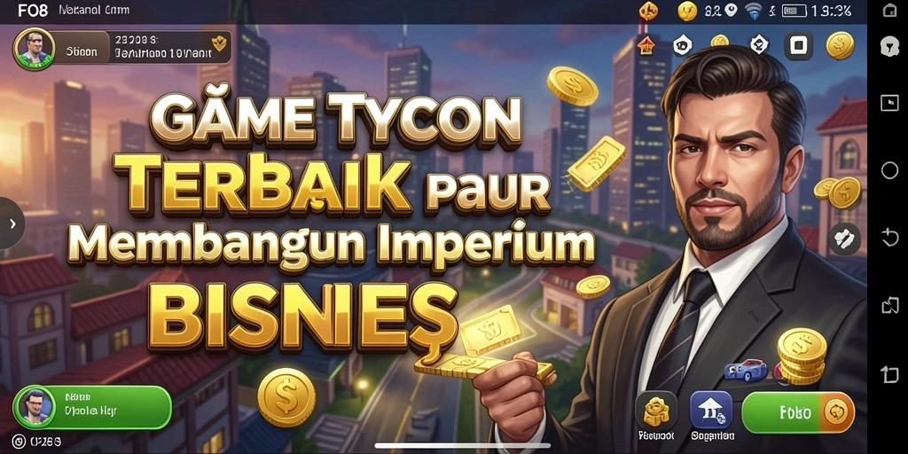 Screenshot utama FO8 dengan tampilan gameplay Tycoon yang seru.