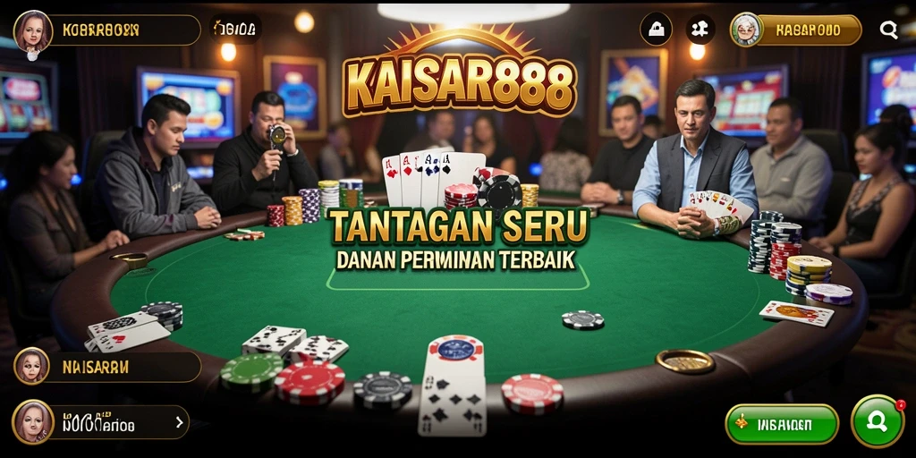 Gameplay seru KAISAR888 yang menampilkan meja Poker penuh aksi.