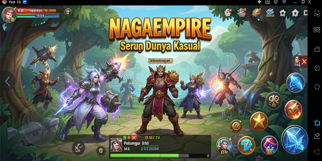Screenshot menunjukkan aksi seru dalam NAGAEMPIRE dengan elemen gameplay yang menarik.