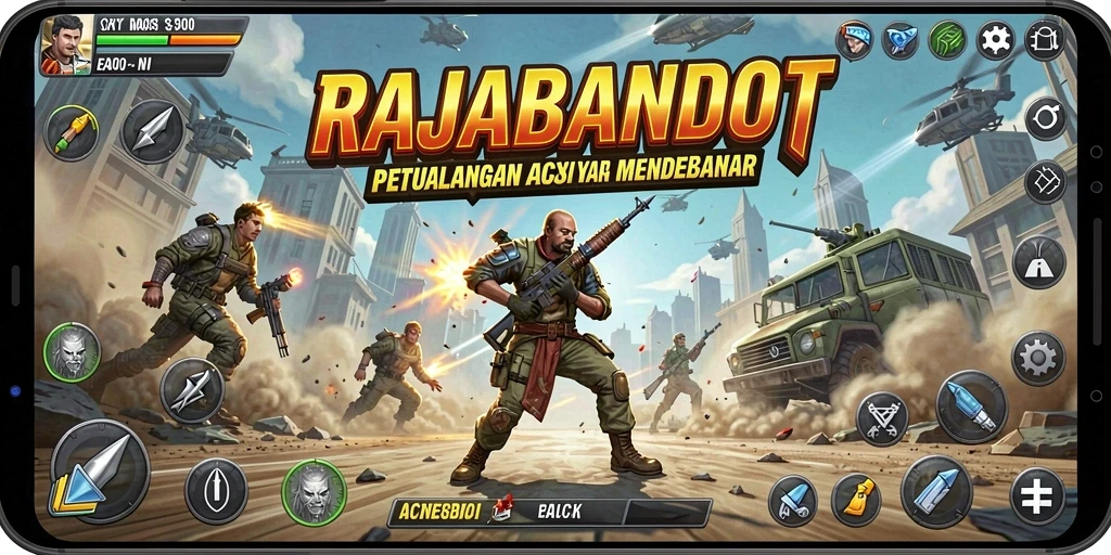 Screenshot utama RAJABANDOT menampilkan aksi gameplay yang mendebarkan.