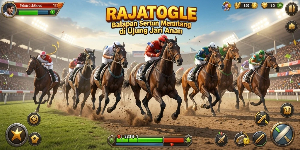 Screenshot utama RAJATOGEL menampilkan aksi balapan yang mendebarkan.