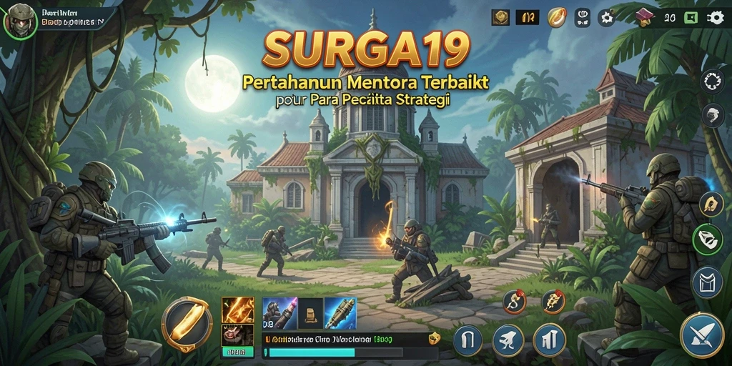 Tampilan gameplay menarik dari SURGA19 dengan menara yang berfungsi.