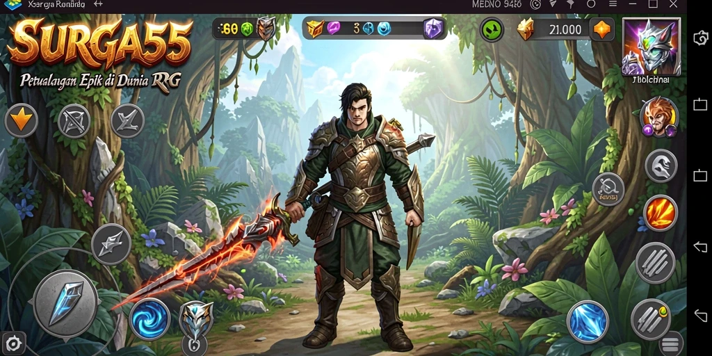 Tangkapan layar gameplay SURGA55 menampilkan pertempuran epik dalam dunia RPG.
