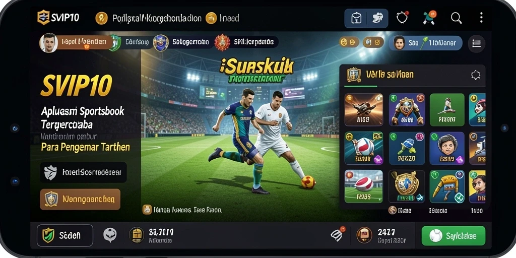 Tampilan menarik dari aplikasi Sportsbook SVIP10 dengan berbagai pilihan taruhan.