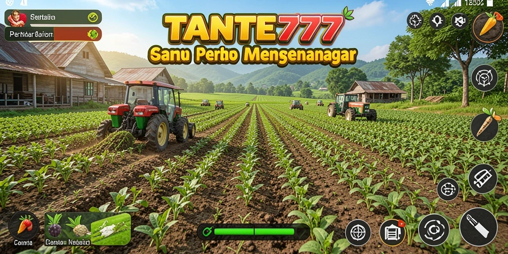 Gameplay TANTE777 yang menarik dengan pertanian yang rimbun.