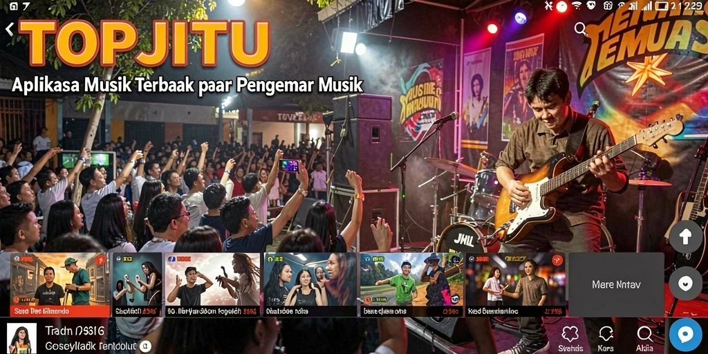 Menampilkan gameplay interaktif aplikasi musik TOPJITU.